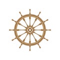 Brown ship steering wheel.