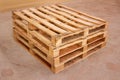 Wooden shipping pallet in standard dimensions.