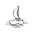 Wooden shoe. The traditional symbol of Holland in the form of a sailing sailboat. Vector icon.