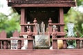 Wooden shrine house close up.