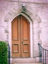 wooden side door of Christ Episcopal Church Fitchburg, Ma