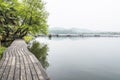 The wooden Sidewalk along the lake Royalty Free Stock Photo