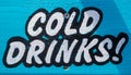 Wooden sign advertising cold drinks Royalty Free Stock Photo