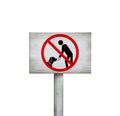 Wooden sign board DO NOT FEED DOGS on white background Royalty Free Stock Photo