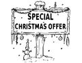 Wooden Sign Board Drawing with Special Christmas Offer Text Royalty Free Stock Photo