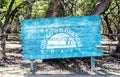 Wooden sign at the Cibolo Wilderness Trail in Texas