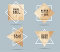 Wooden sign with creative sale banner modern layout template design