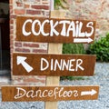 Wodden sign bord forming word wedding reception Royalty Free Stock Photo