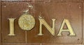 Wooden sign of Iona