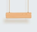 Wooden Sign 1 Line Title Banner Plain 3d Hanging From Rope