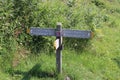 Wooden sign marking the coastal path between Minehead and Bossington Royalty Free Stock Photo