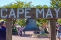 Wooden sign with old cast iron S.S. Cape May ship bell on the Washington Street Mall