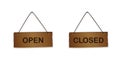 wooden sign with text open and closed Royalty Free Stock Photo