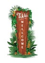 A wooden sign with a tropical them vector isolated