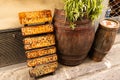 Wooden sign with a typical tuscan menu in a street of touristic city of Florence Royalty Free Stock Photo