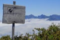 Wooden sign on a viewpoint Royalty Free Stock Photo