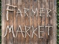 Wooden sign Wood stick type font Farmer market organic product