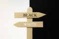 Wooden sign with the words black and white Royalty Free Stock Photo
