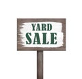 Wooden sign with words Yard Sale isolated on white Royalty Free Stock Photo