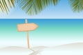 Wooden signboard on a pole at the tropical beach Royalty Free Stock Photo