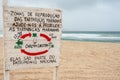 Wooden signboard on the Sal Beach report The Marine turtle breeding area National heritages in Cape Verde Island, Africa