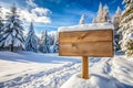 Wooden Signboard in Snow Royalty Free Stock Photo