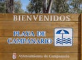 Welcome sign at the Playadulce of Campanario, Badajoz - Spain