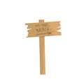 Wooden signpost on the beach on a white background. Royalty Free Stock Photo