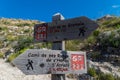 Wooden signpost for hikers in Mallorca along the GR 221