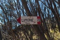 Wooden signpost for hikers near Limone at Lake Garda, Italy Royalty Free Stock Photo