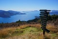 Wooden Signpost with international cities in New Zealand