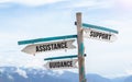 Wooden signpost with 3 choices Royalty Free Stock Photo