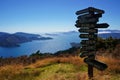 Wooden Signpost with international cities in New Zealand