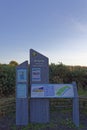 Wooden Signs with leaflets and Information on the Scottish National Nature Reserve at St Cyrus Beach