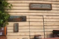 Wooden signs on outside wall