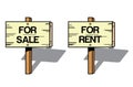 Wooden signs with rental statement