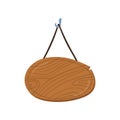 Wooden singboard hanging on ropes cartoon vector Illustration