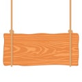 Wooden singboard hanging on ropes