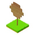 Wooden singboard icon, isometric style