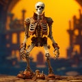 Sci-fi Baroque: Terracotta Skeleton In Autumn Sun