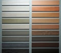 Wooden skirting board samples for different types of floor Royalty Free Stock Photo