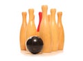 Wooden skittles and ball