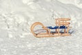 Wooden sleds on snow Royalty Free Stock Photo