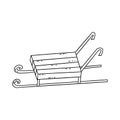Wooden sleigh. Black and white vector hand drawn icon Royalty Free Stock Photo