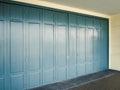 Wooden slide door with blue color Royalty Free Stock Photo