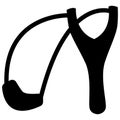 Wooden slingshot icon. Children toy for throwing stones sign. Slingshot symbol. flat style