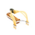 Wooden slingshot toy isolated Royalty Free Stock Photo