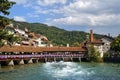 Wooden sluice bridge in Thun Royalty Free Stock Photo