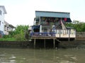 Wooden slums on stilts the riverside of Chao Praya River in Bangkok, Thailand Royalty Free Stock Photo