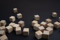 Wooden small blocks on the background. Background for desktop. Office style.Agile and scrum. Team players.Social life.In